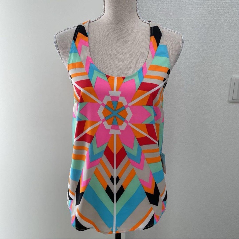 Mara Hoffman Multicolor Geometric Tank Sleeveless Scoop Neck Size S NEW